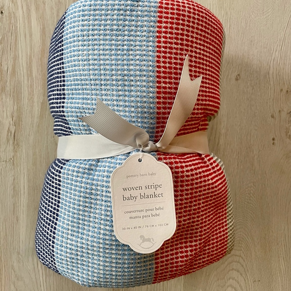 NWT Pottery Barn Kids Sherpa Lined Woven Baby Blanket